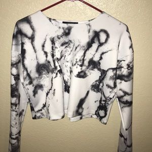 long sleeve marbled crop top !!